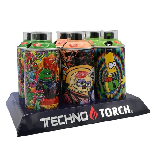 Techno Small Spray Can Torch Lighters - 6ct