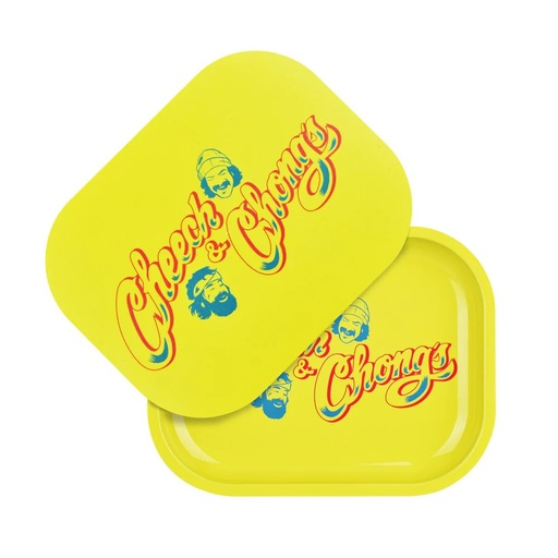 [PULSAR YELLOW CHEECH TRAY KIT] Pulsar Cheech & Chong Yellow Mini Metal Rolling Tray w/ Lid