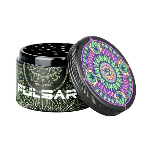 [GR778] Pulsar 2.5" Hemp Mandala Artist Series 4pc Metal Grinder