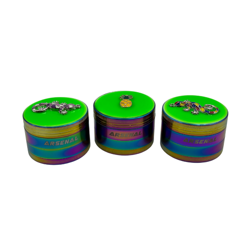 [HX524YP-1XP-SC] Arsenal Glow In The Dark Pastel Sticker 52mm 4-Pc Grinder - 3ct