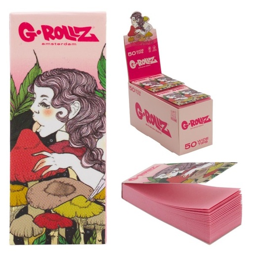 [GR1902C] G-Rollz Collector 'Mushroom Lick' Pink Filter Tips - 24ct