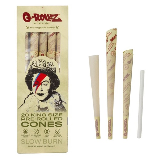 [BG1433K] G-Rollz Banksy's Graffiti "Lizzie Stardust" Organic Hemp King Size Cones - 20ct