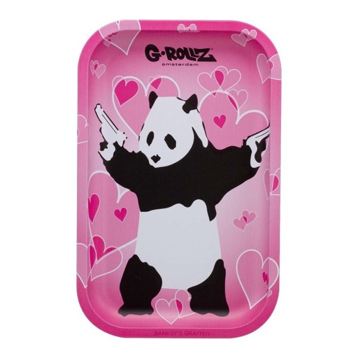 [BG3301N] G-Rollz Bansky's Graffiti 'Panda Gunnin' Metal Rolling Tray - Medium