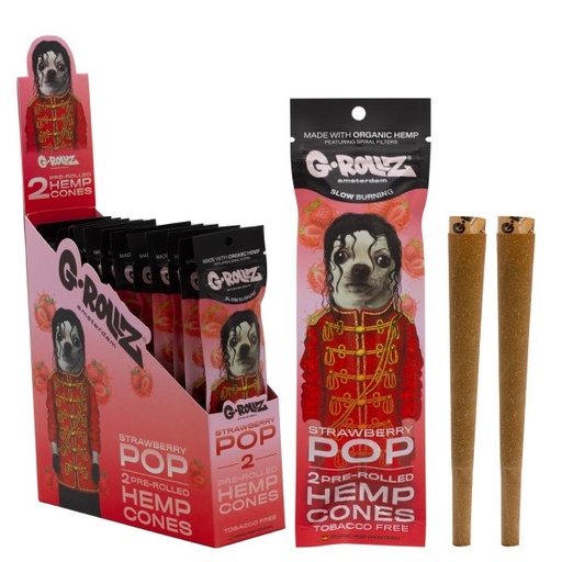 [PR1521A] G-Rollz 2x Strawberry Flavored Pre-Rolled Hemp Cones - 12ct