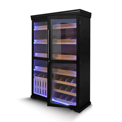 Double Door Humidor with Digital Hygrometer & LED w/ 4000 Capacity