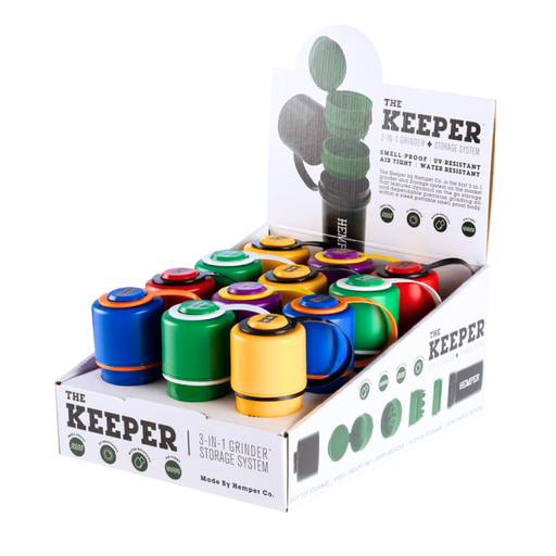 [DISPLAY-KEEPER-STANDARD-V2-TWO-TONE] Hemper Two Tone 3-in-1 Grinder + Storage Container Display - 12ct