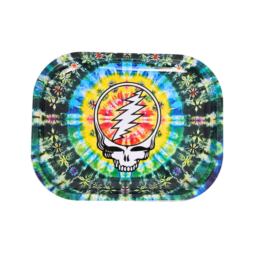 [BLAZY TIE-DYE SMALL] Blazy Susan Grateful Dead Tie-Dye Stealie Metal Rolling Tray - Small