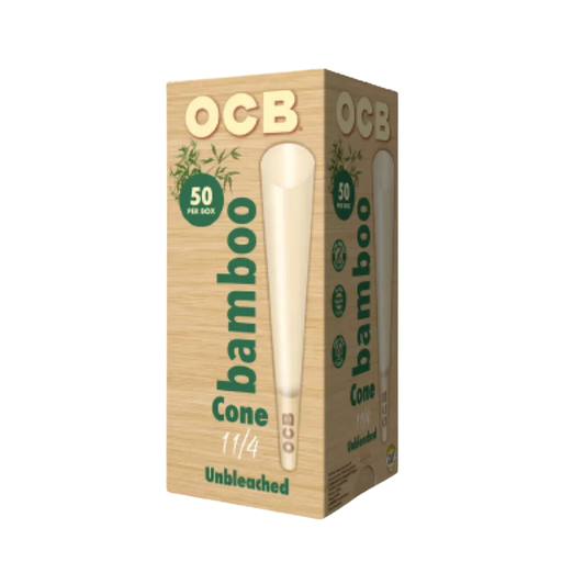 [OCBCONEBMB12550] OCB Unbleached Bamboo 1 1/4 Pre-Rolled Cones Mini Tower- 50ct