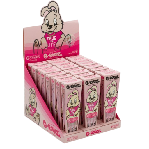 [BG1176QA-DIS] G-Rollz Banksy's Graffiti "Thug for Life" Pink 11/4 Pre-Rolled Cones - 24ct