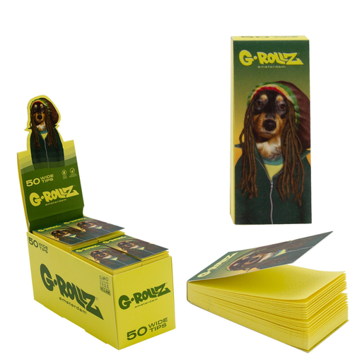 [PR1902E-DIS] G-Rollz Pets Rock 'Reggae' Yellow Filter Tips - 24ct