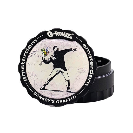 [BG4204H-S] G-Rollz Banksy Graffiti 'Flower Thrower' 53mm 3pc Metal Grinder - 6ct