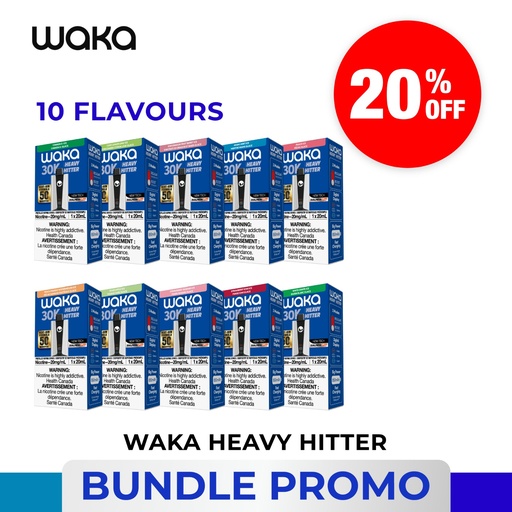 [BUNDLE WAKA HEAVY HITTER] (Bundle) WAKA Heavy Hitter 30k Disposable Vape - 10 Flavours x 1 Display