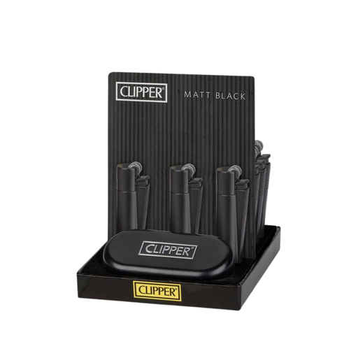 [CLIPPER CLASSIC BLACK MATTE] Clipper Classic Large Black Matte Lighters - 12ct