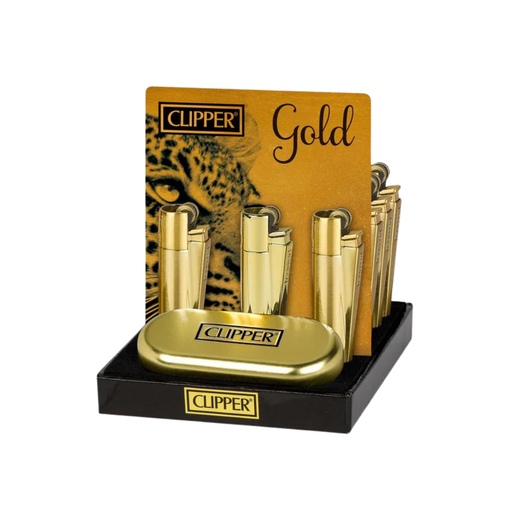 [CLIPPER CLASSIC GOLD] Clipper Classic Large Gold Matte/Shiny Lighters - 12ct