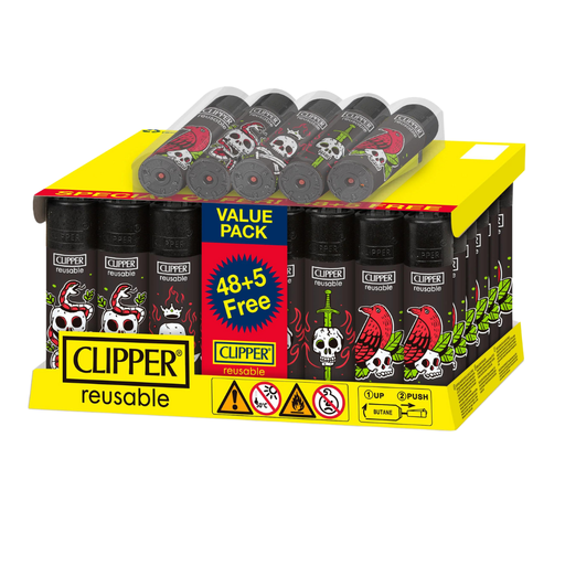 [CLIPPER TATTOO SKULLS] Clipper Tattoo Skulls Lighters - 48ct (+5 Free)