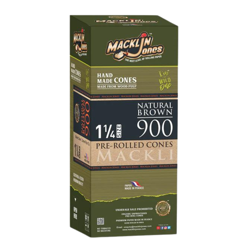 [MJ-11-C] Macklin Jones Natural Brown 1 1/4 Pre-Rolled Cones - 800ct