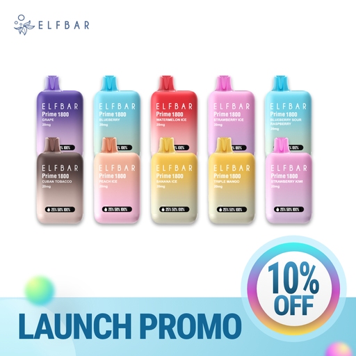 [FED BUNDLE ELFBAR PRIME] (Bundle) ELF Bar Prime 1800 Disposable Vape - 10 Flavours x 1ct