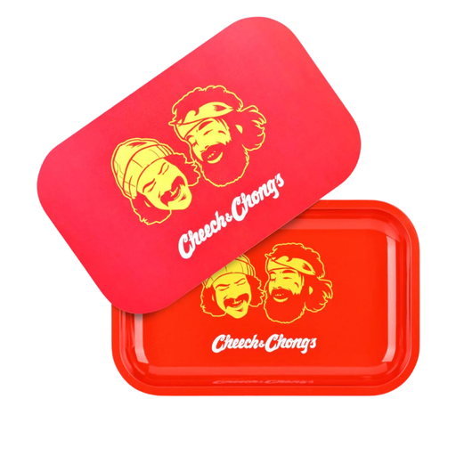 [SA4451KIT] Pulsar X Cheech & Chong Red Faces Metal Rolling Tray w/ Lid - Medium