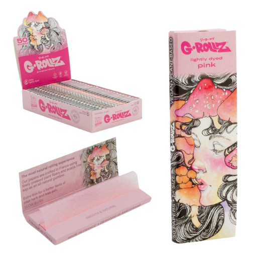 [GR306B-DIS] G-Rollz 'Mushroom' Lightly Dyed Pink 11/4 Slim Papers - 25ct