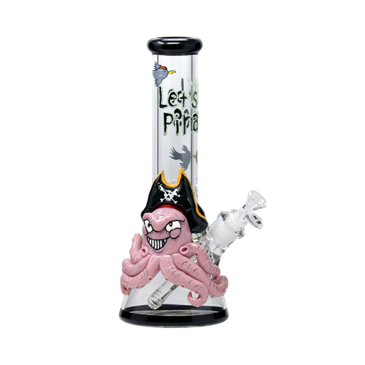 [ST035] 13" Nice Glass 3D-Wrap Octo-Pirate Beaker