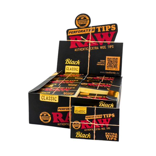 [RAW EXTRA WIDE TIPS 50] RAW Black Perforated Extra Wide Tips - 36ct