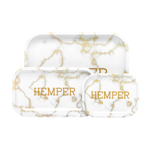 Hemper Luxe Marble White/Gold Rolling Tray