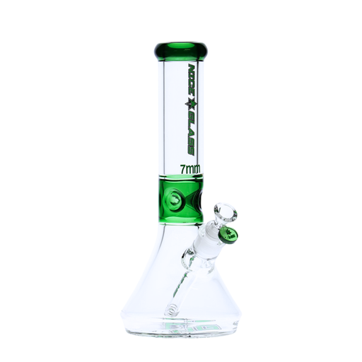 [L734] 13" Nice Glass 7mm Flat Base Beaker Bong - Assorted Colours