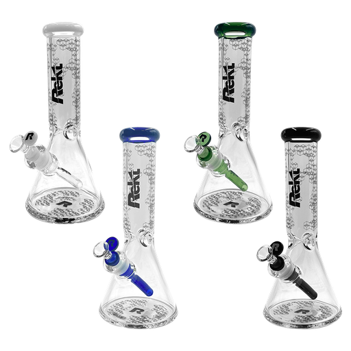 Rekt Bong 12" Beaker Ice Pinch Honeycomb Pattern