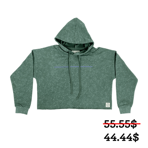 Prohibition - Purple Strikethrough Alpine Green Crop Hoodie