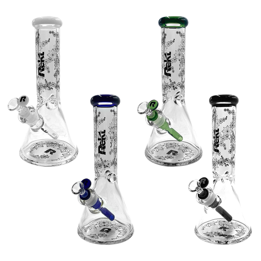 Rekt Bong 12" Beaker Ice Pinch Floral Pattern