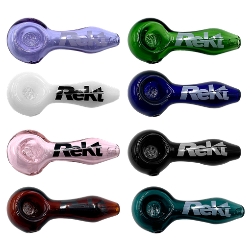 Rekt - Glass Pipe With Screen - Spoon - 3.9"