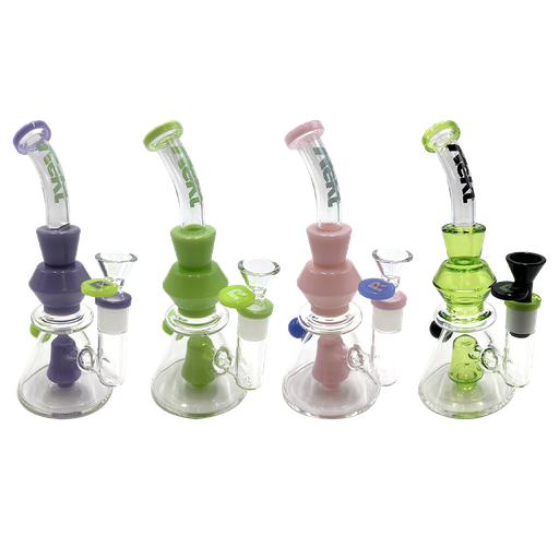 Rekt Bong - 8" 14mm Clear Glass Hour Glass With Glass Dot