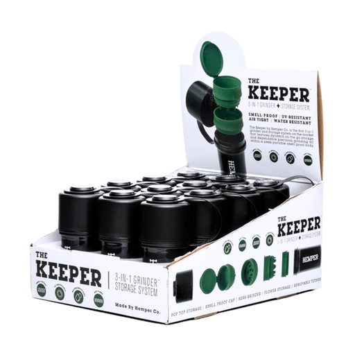 [DISPLAY-KEEPER-BLACK] Hemper The Keeper 3-in-1 Grinder Storage Container - 12ct