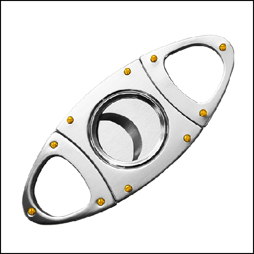 [14-9006] CIGAR CUTTER - WITH RIVET - SILVER (FOOTBALL BALLOON SHAPE)