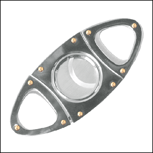 [14-9024] CIGAR CUTTER - WITH RIVET - GUN METAL (FOOTBALL BALLOON SHAPE)