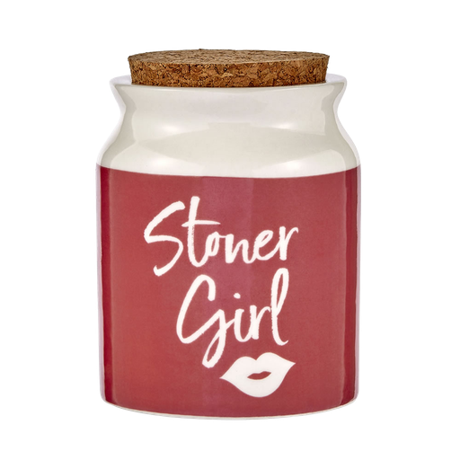 [18-1618] STORAGE JAR -  CERAMIC PINK STONER GIRL