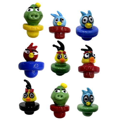 [19-1117] CARB CAP - GLASS ANGRY BIRD - ASSORTED DESIGNS