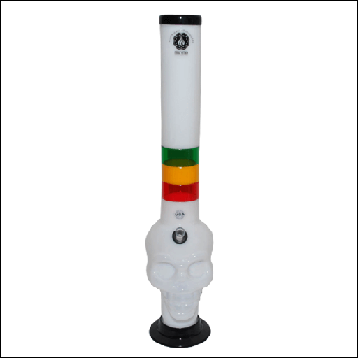 [19-3343] BONG - ACRYLIC - RASTA SKULL - MADE IN USA - 18"