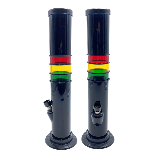 [19-3352] ACRYLIC BONG 12" BLACK WITH RASTA