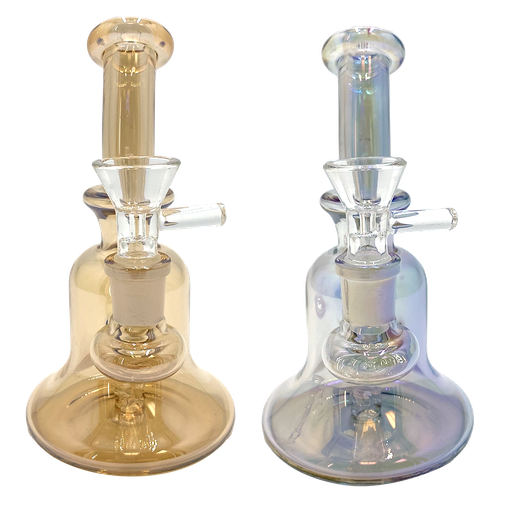 [19-3475] GLASS BELL BONG - OIL SLICK (JY1) - 6"