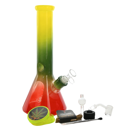 12" Rasta Glass Bong 9-in-1 Dab Kit