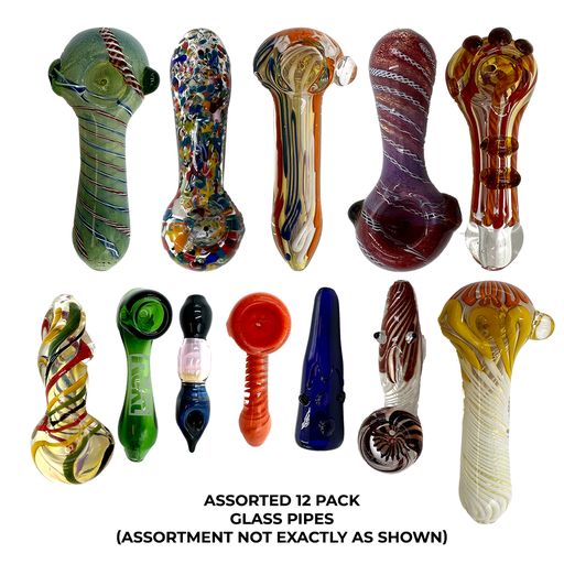 [18-5408] GLASS PIPES - ASSORTED PIPE KIT - 12PK